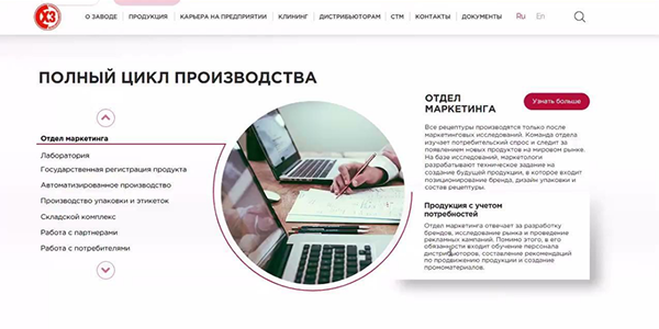 Разработка сайта завода